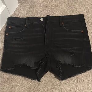 Black Distressed Denim Shorts
